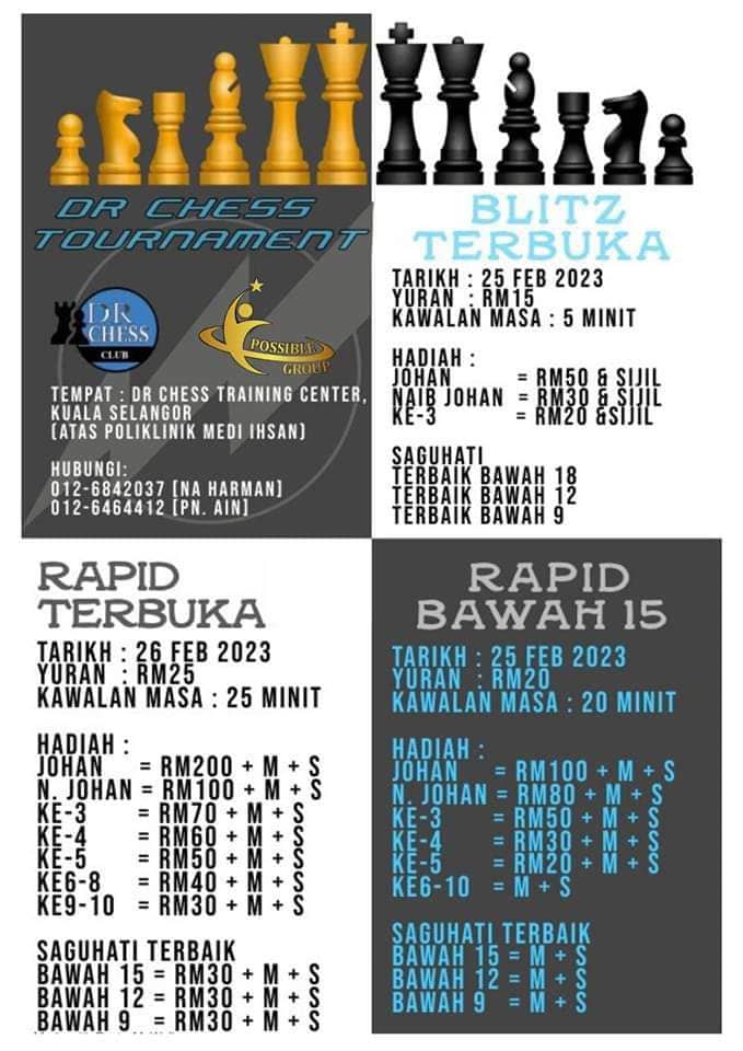 Dr Chess Chess Tournament Malaysia 2023. Dr Chess Training Centre. Rapid & Blitz Chess