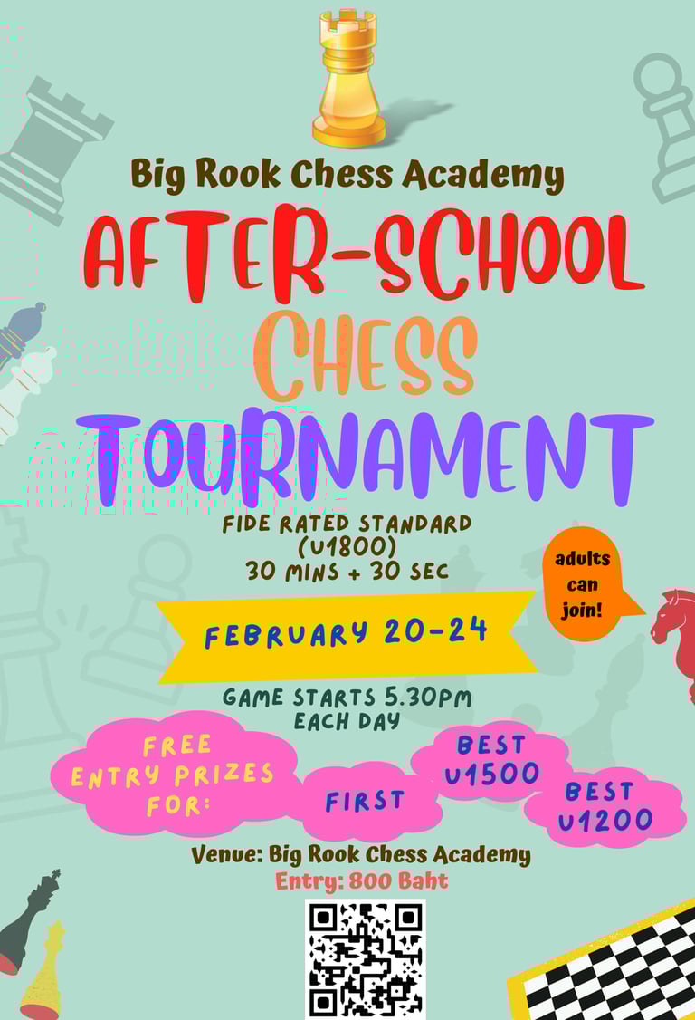 Big Rook Chess Academy Chess Tournament. Thailand Chess. Bangkok Chess, Thailand. 