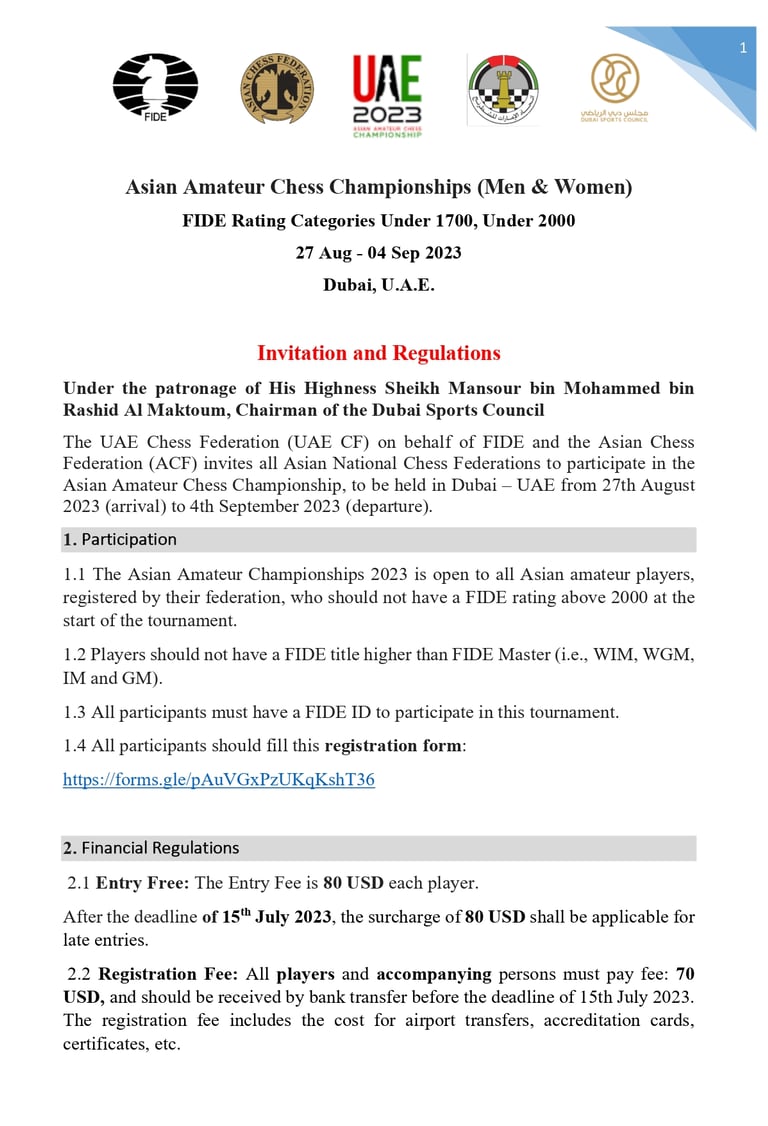 Asian Amateur Chess Championships 2023 by Asian Chess Federation & UAE Chess & FIDE Chess