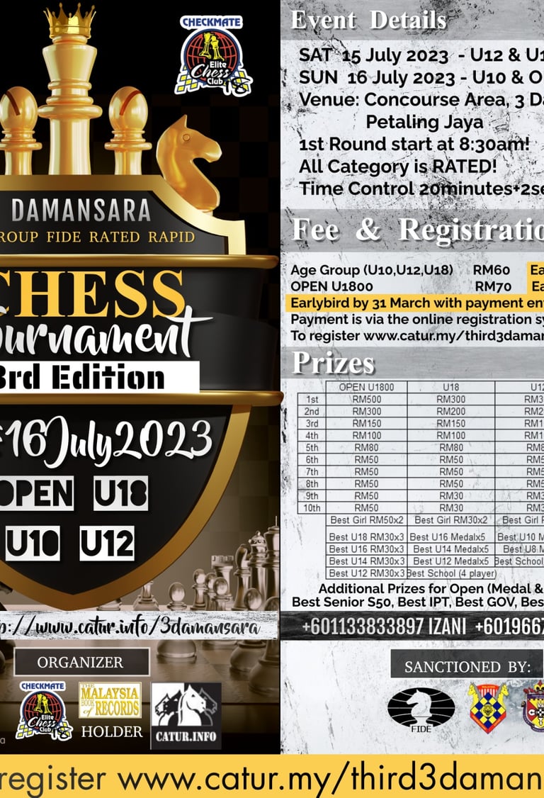 3rd 3Damansara Chess Tournament 2023. Malaysia Chess. Catur Malaysia