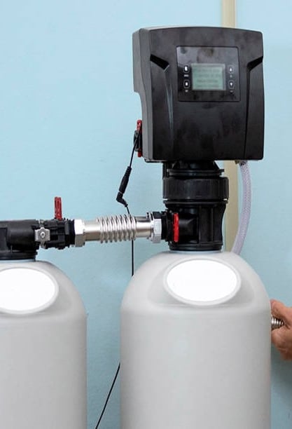 water softener system on home