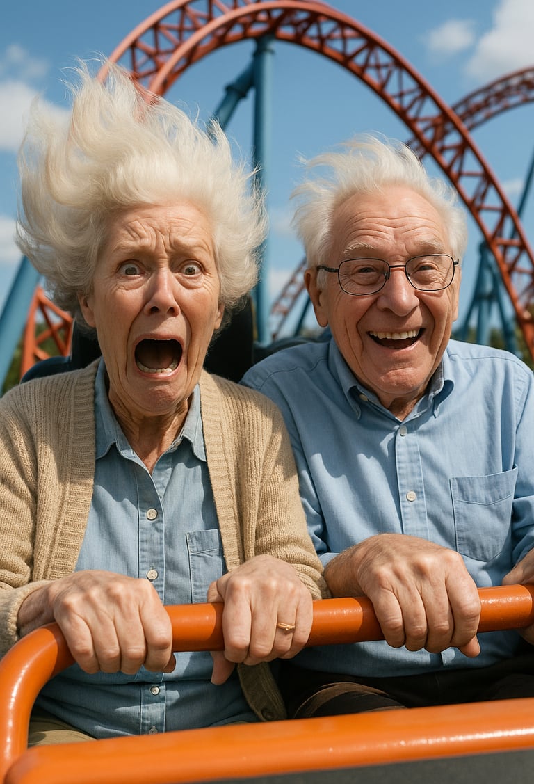 Grands-parents en montagne russes - Illustration - Journée des grands-parents.