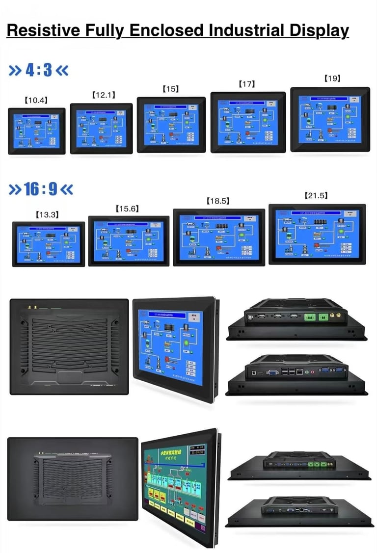 claratech's Resistive Fully Enclosed Industrial Display specifications