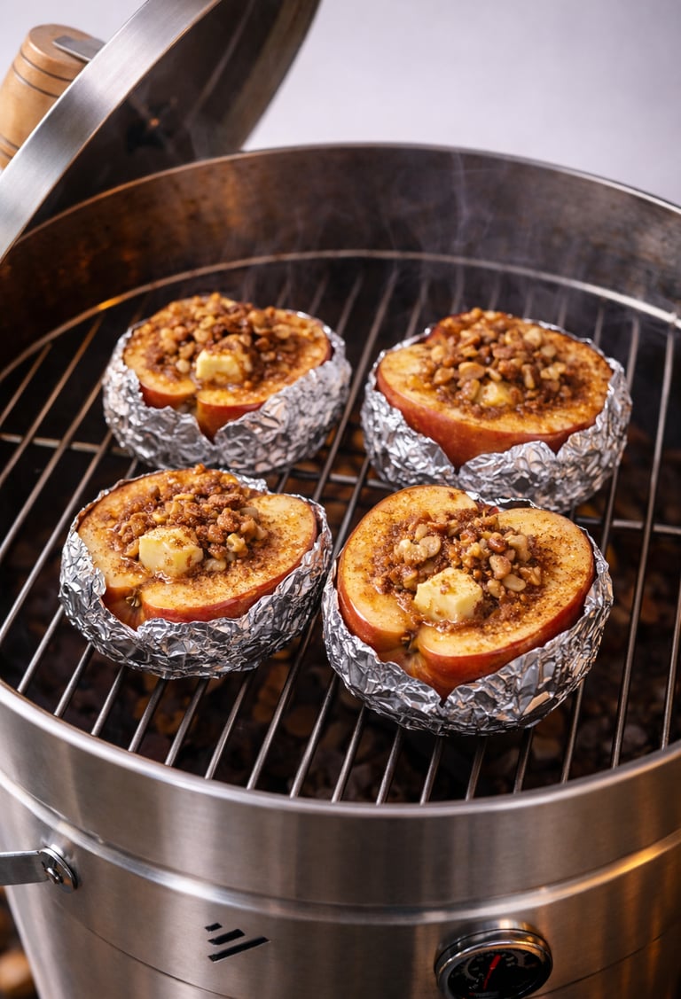 Postre asado, manzana con canela asada en un Don Barril