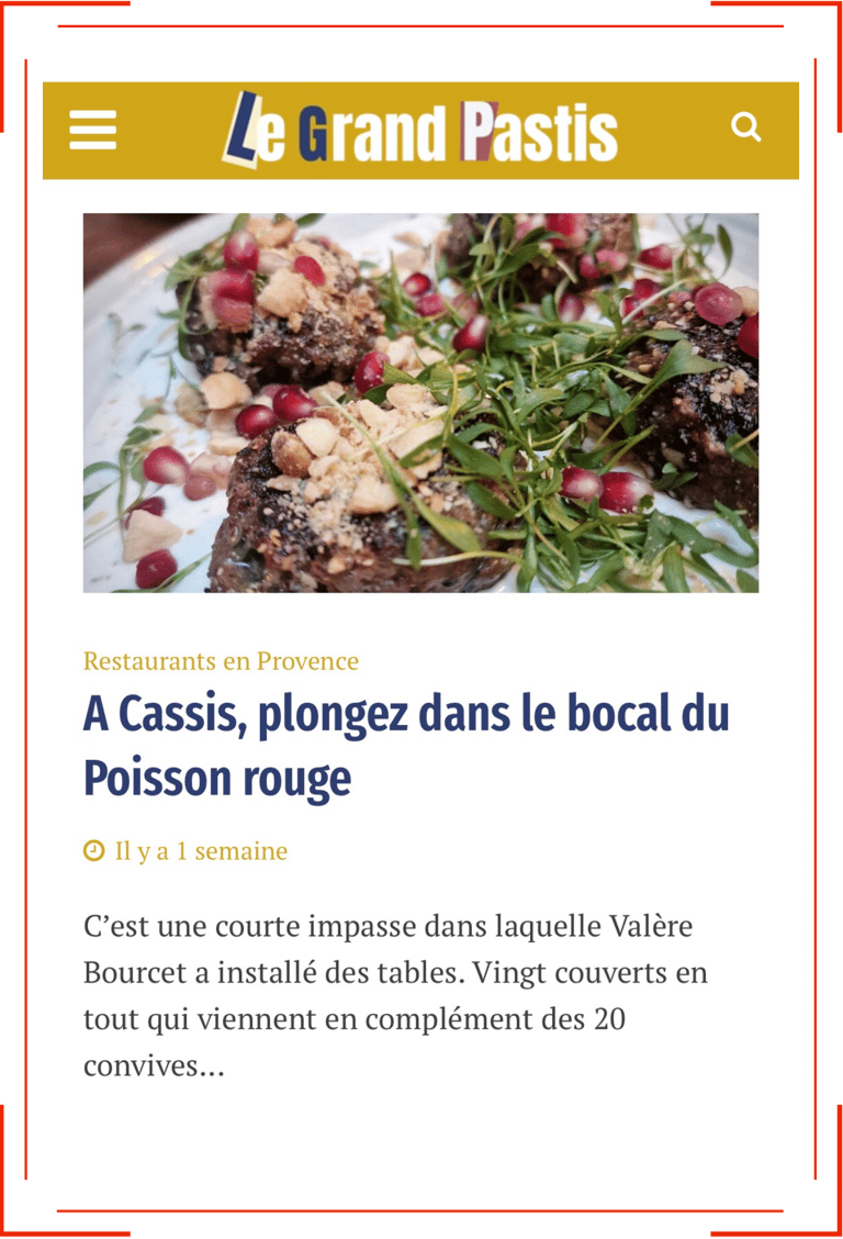 article culinaire à propos du Restaurant Le Poisson Rouge à Cassis