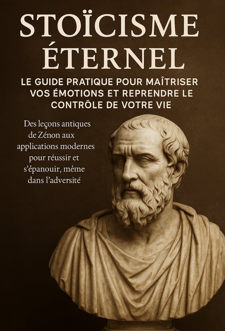 Buste antique d’un philosophe stoïcien, symbole intemporel de sagesse et de maîtrise de soi.