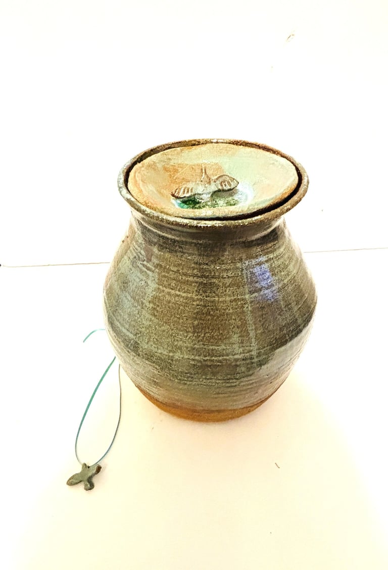 Urne funéraire-Estelle Del- couvercle oiseau 