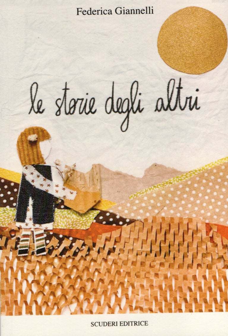Book cover for Le storie degli altri by Federica Giannelli featuring a patchwork fabric art illustration.