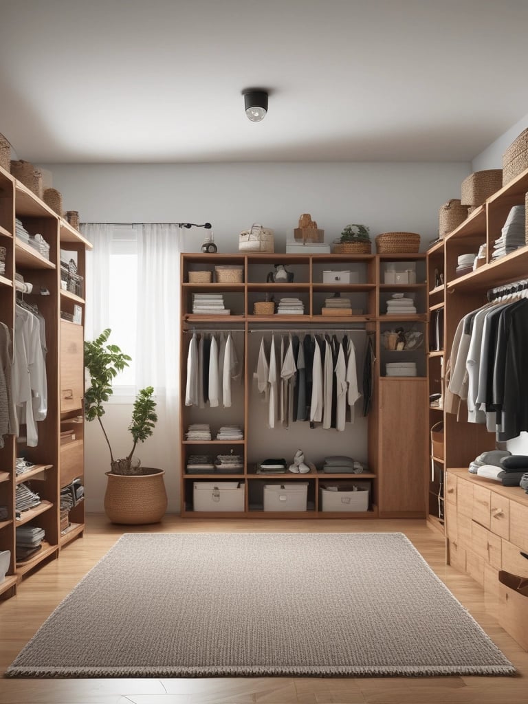 A well-organized kitchen with labeled jars and tidy countertops.