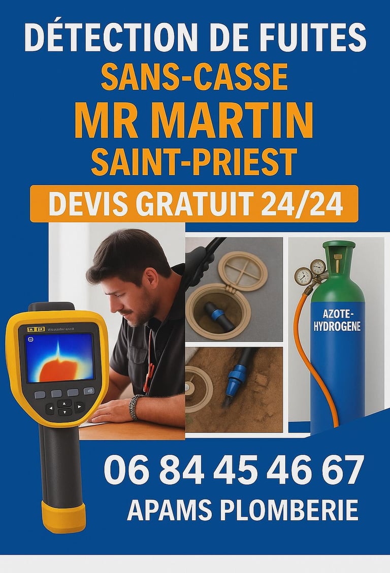 Sos fuite plomberie saint priest plombier agree assurance recherche de fuite d eau expert détection