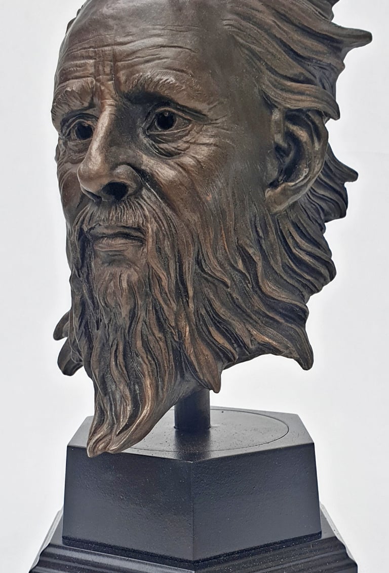 Hand-painted resin bust produced through custom 3D sculptural services