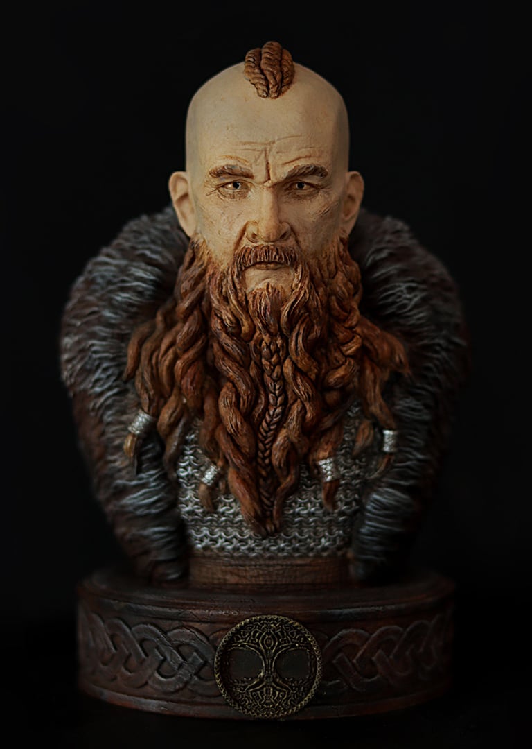 Detailed painted character bust created through professional 3D sculptural services