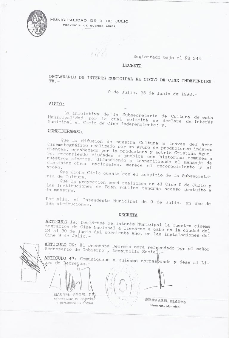 Declaración de Interés Municipalidad e 9 de Julio - Bs. As.