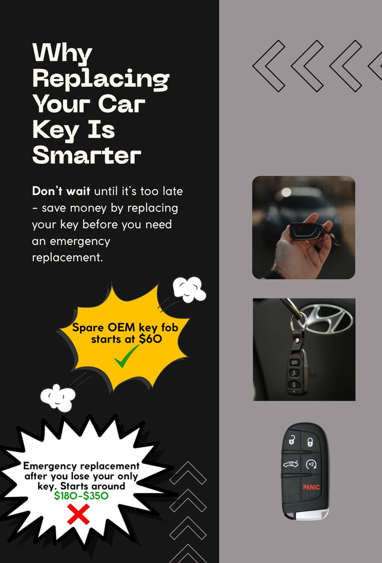 Cost of spare car key vs emergency replacement in Philadelphia