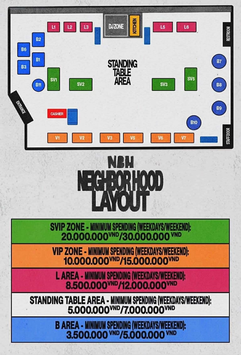 Neighborhood Saigon Nightclub Floor Plan Map Layout
