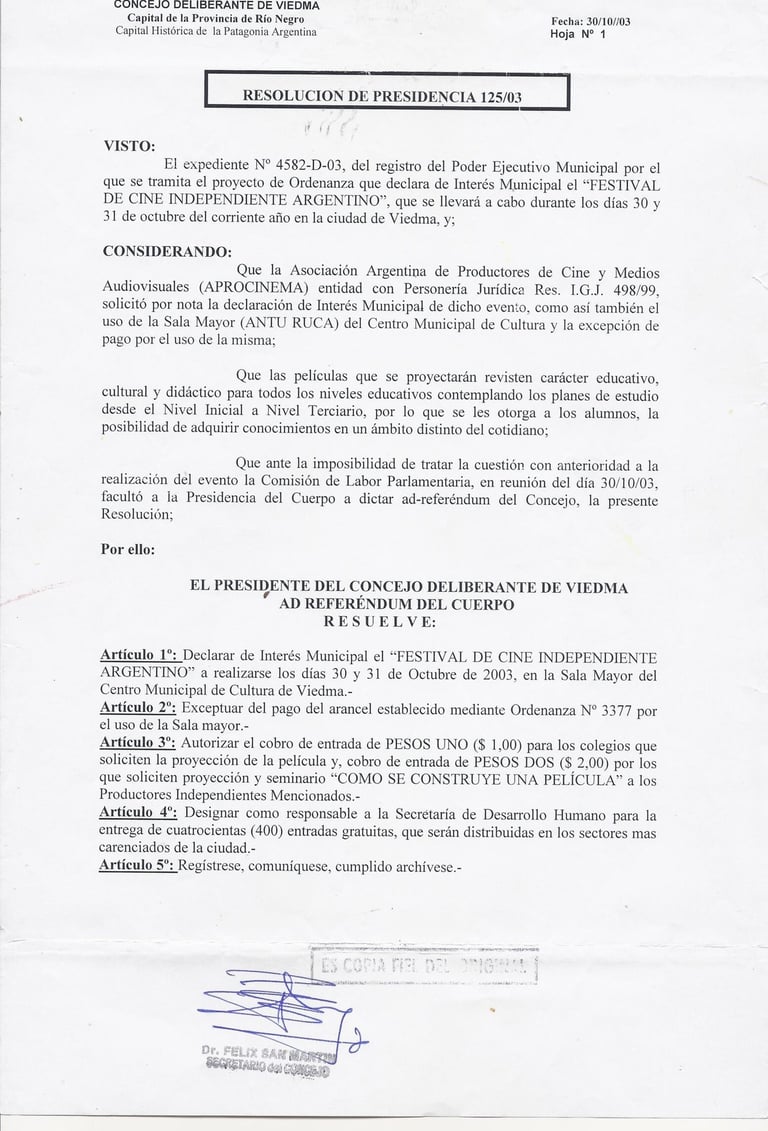 Interes Municipal de la Ciudad de Viedma - Rio Negro