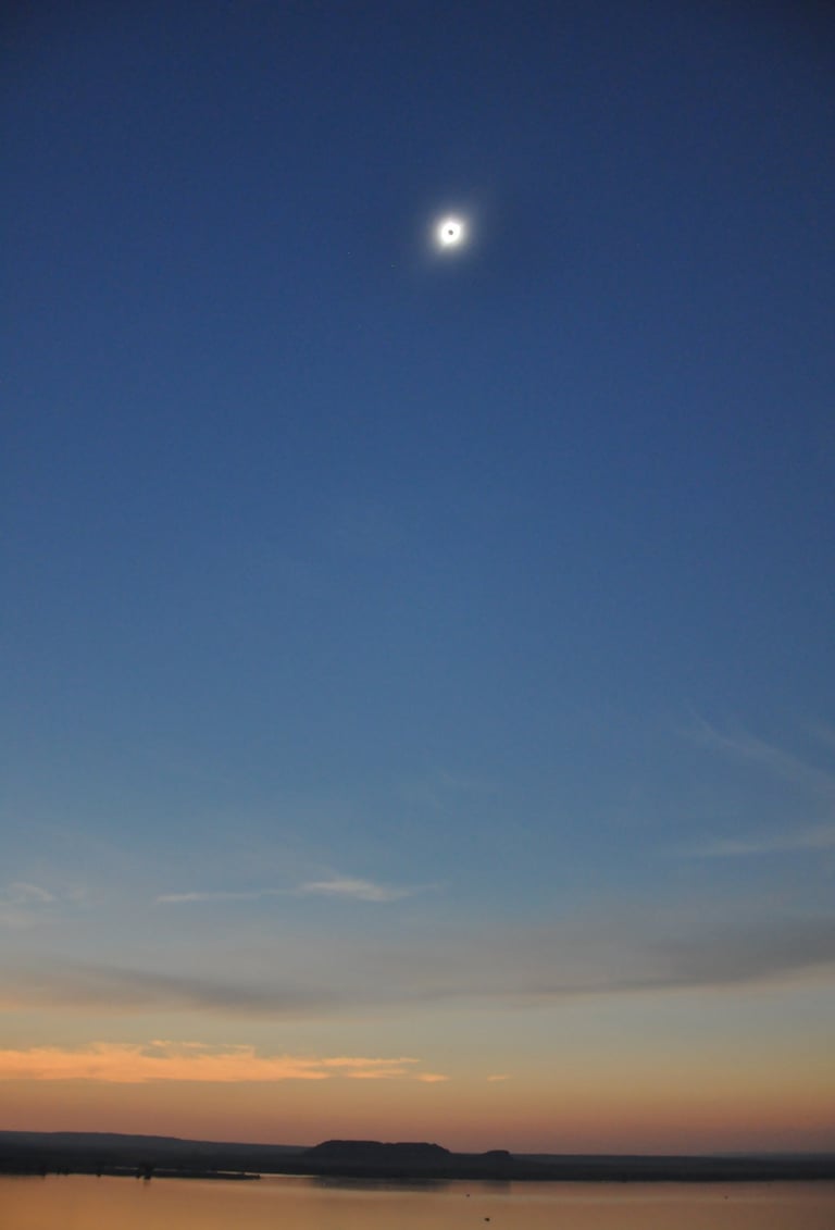 Boyson Reservoir, solar eclipse, Wyoming, America