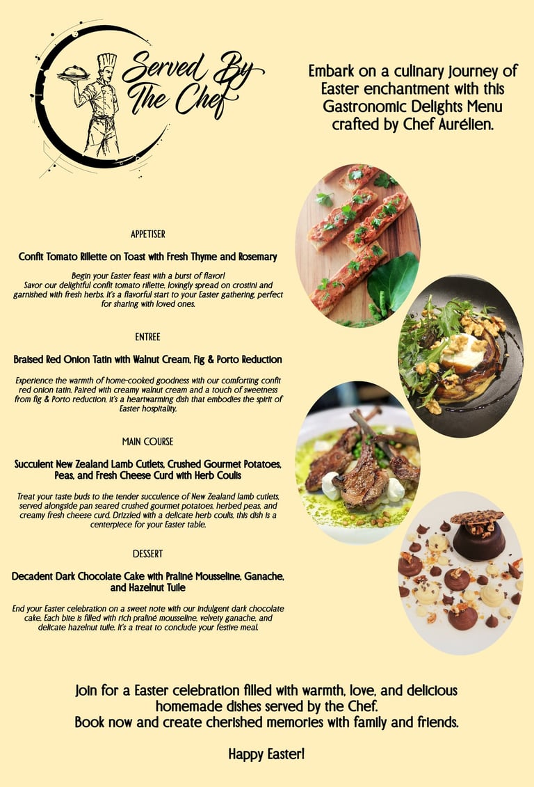 a easter  menu for a private chef service