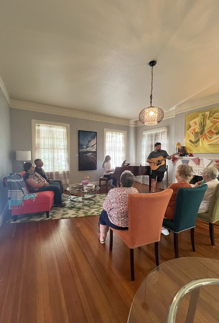 Tabitha at butterfly effect consulting leading worship at a Mindfulness Retreat