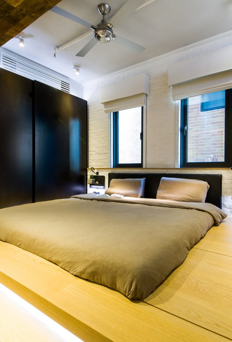 Minimalist bedroom, Vivid Living, Eco-Health Flat, Hong Kong