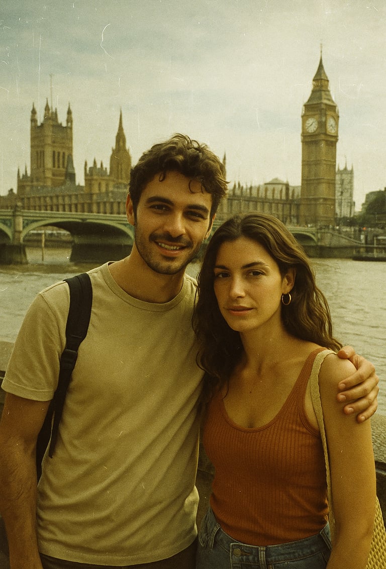Couple Italien à Londres pour la journée mondiale du tourisme.