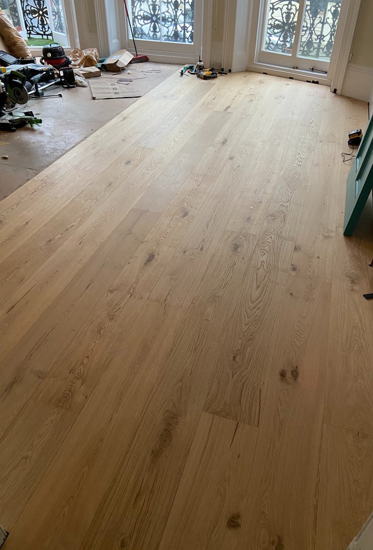 Sanded wooden floor restoration in Worthing Sussex, natural timber flooring finish