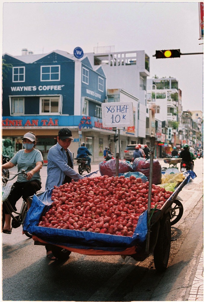 Street fruit vendor in Saigon China Town shot on film 