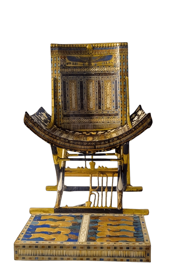 Trône de Toutankhamon, modèle de la copie de musée entreprise par l'Atelier l'Am'arante