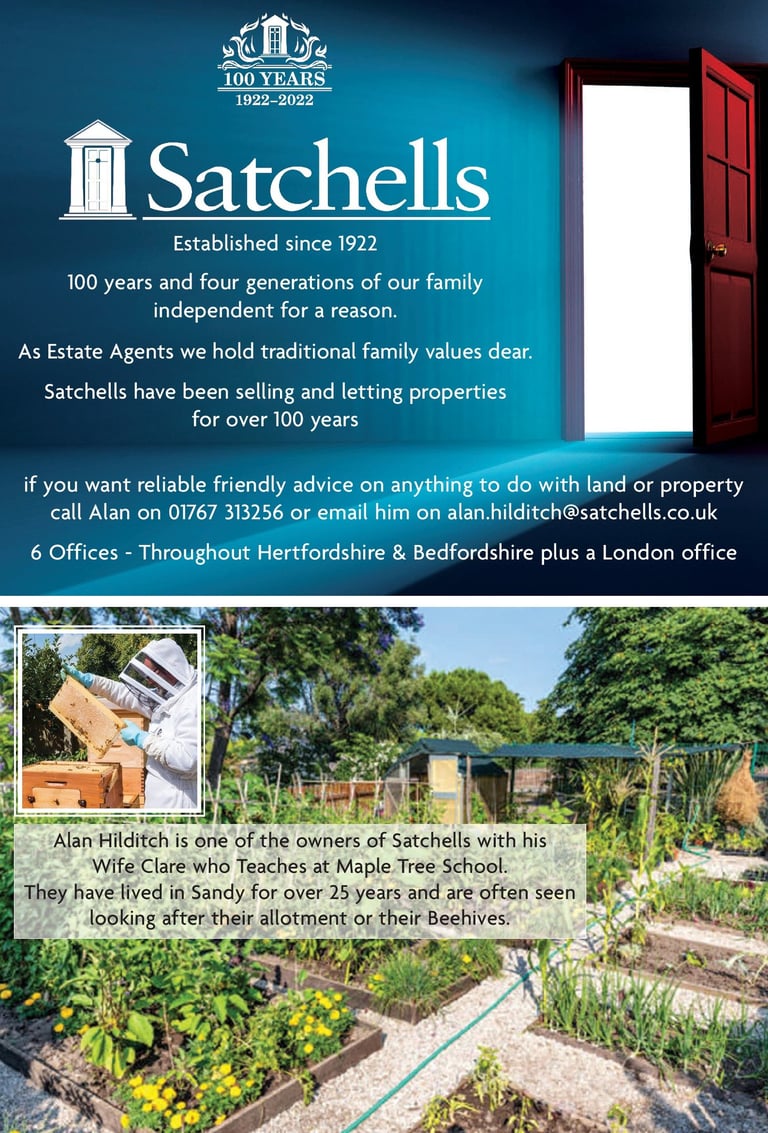 Satchells Estate Agents - proud to sponsor The Sandy Garden & Craft Show