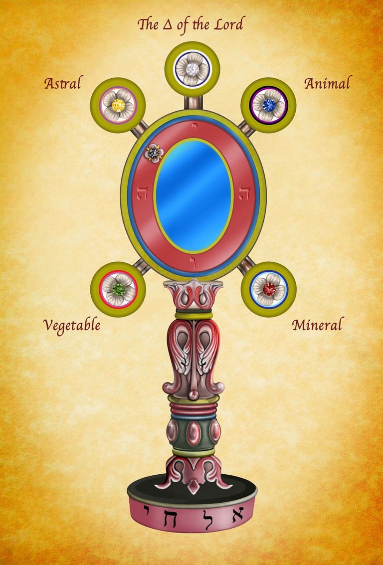 Rosicrucian Scrying Mirror on a stand