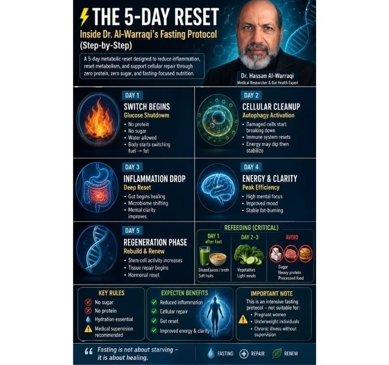 ⚡ The 5-Day Reset  Inside Dr. Al-Warraqi’s Fasting Protocol (Step-by-Step) 