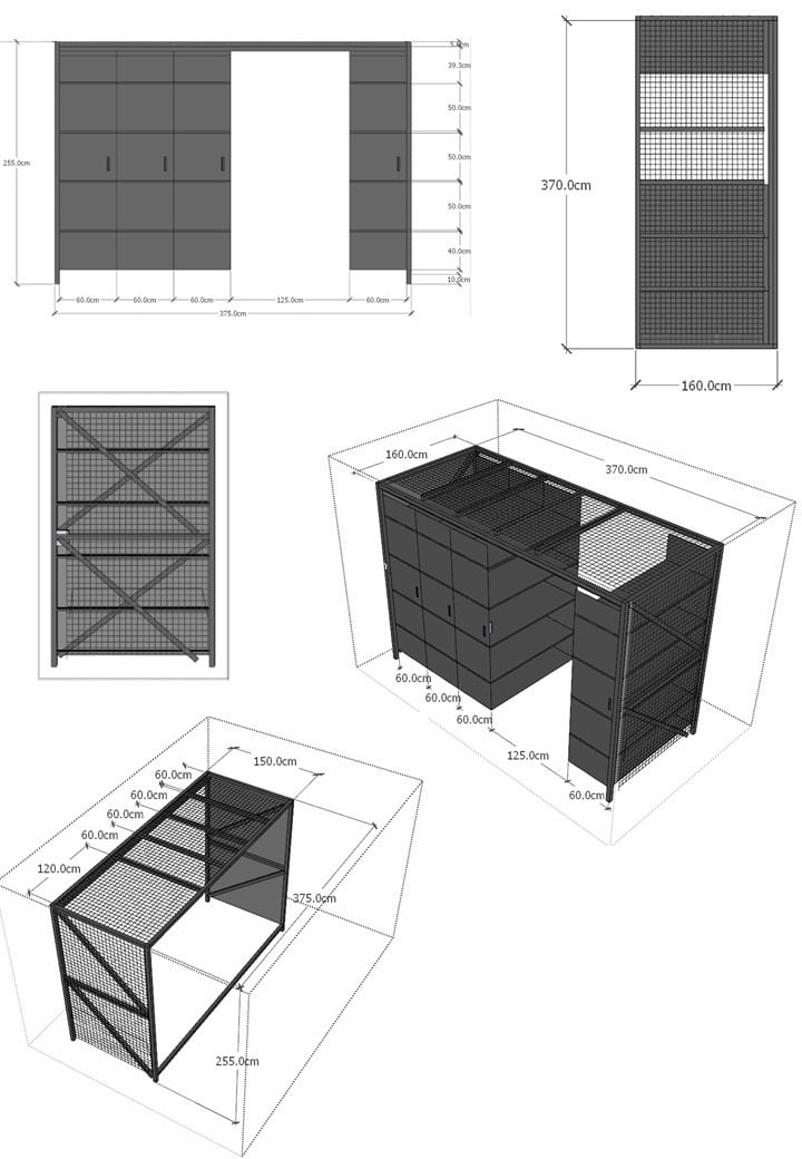 Bapsule :  a drawing of a kitchen island with a kitchen island