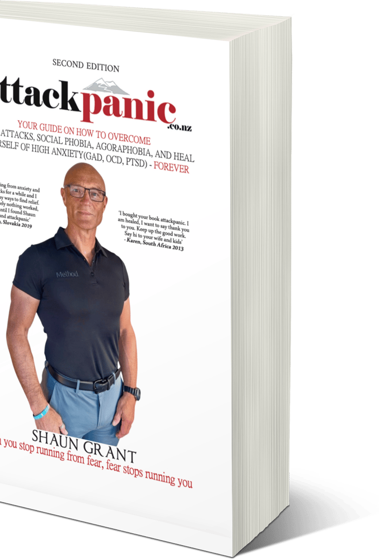 Attack Panic book cover by Shaun Grant, a guide to overcoming panic attacks and social phobia.