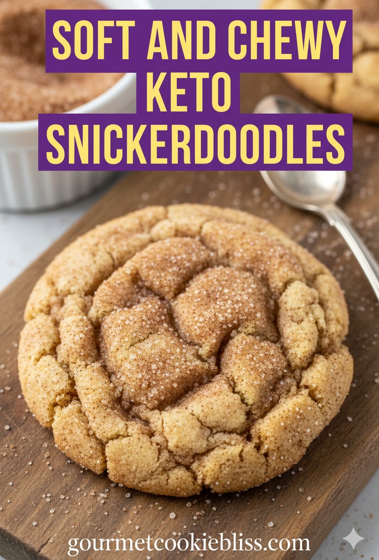 A close-up of a single thin, soft, and chewy Keto Snickerdoodle cookie generously coated in cinnamon