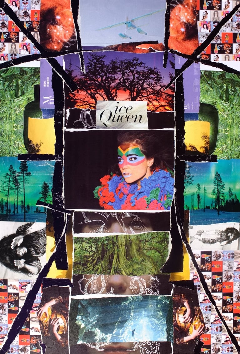bjoerk, iceland, nature, collage