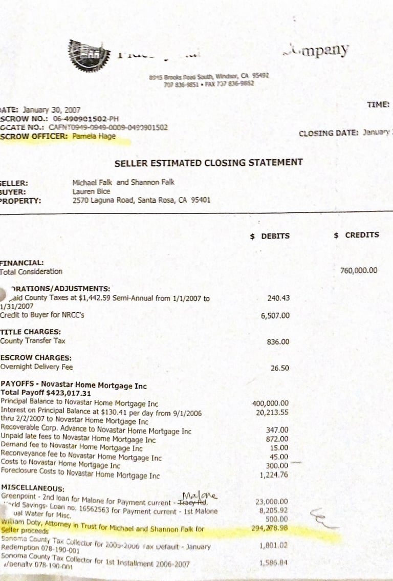 $294,378.98 Dollars of Mortgage Fraud by William B Doty in connected Michael Falk Bill Willitts