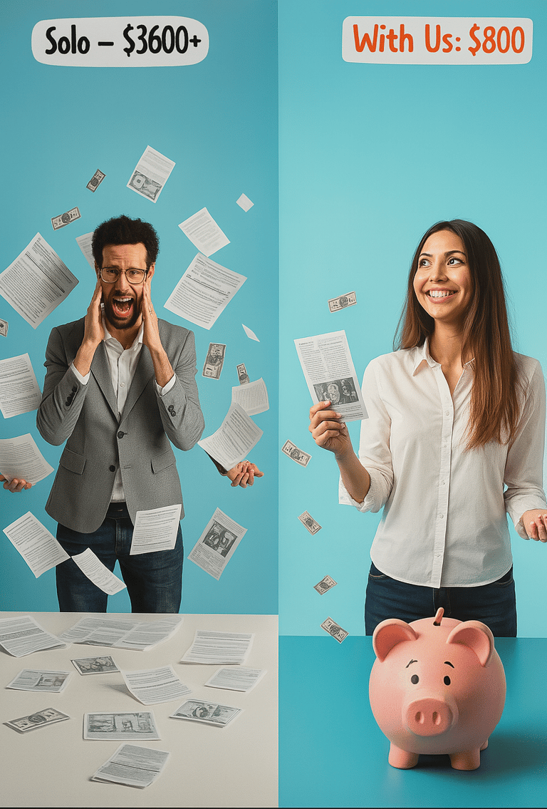 a man and woman are standing in front of a piggy