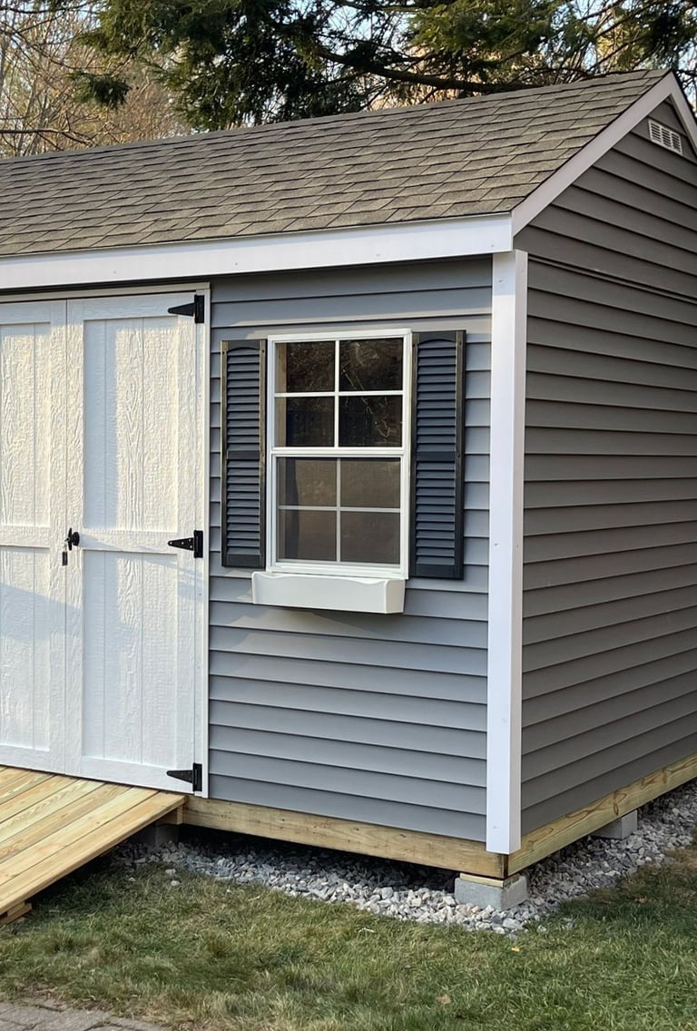 Vinyl custom shed built by Imperial Custom Sheds in North Andover, Massachusetts