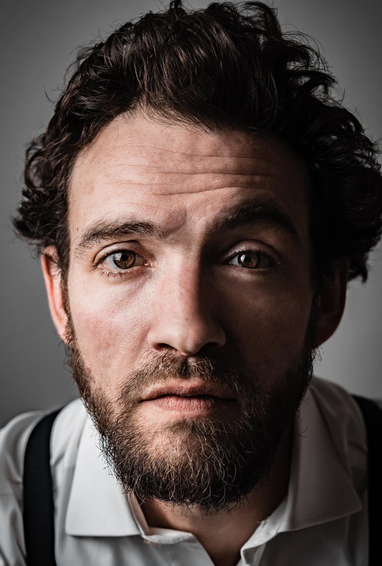 Photo portrait studio homme plan serré - book comédien - © Virginie Bouilhac