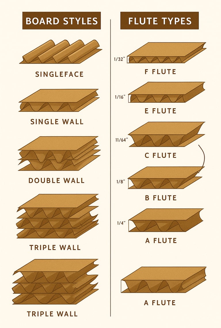 Jenis dan tipe kardus corrugated