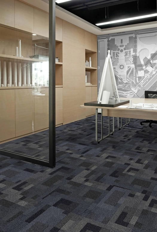 Garfield2 commercial carpet tile with block-style quarter-turn design, ideal for office and retail spaces in London, Ontario.