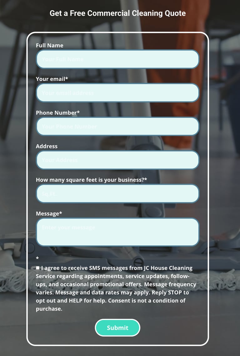 Get a free commercial cleaning quote form for professional janitorial services.