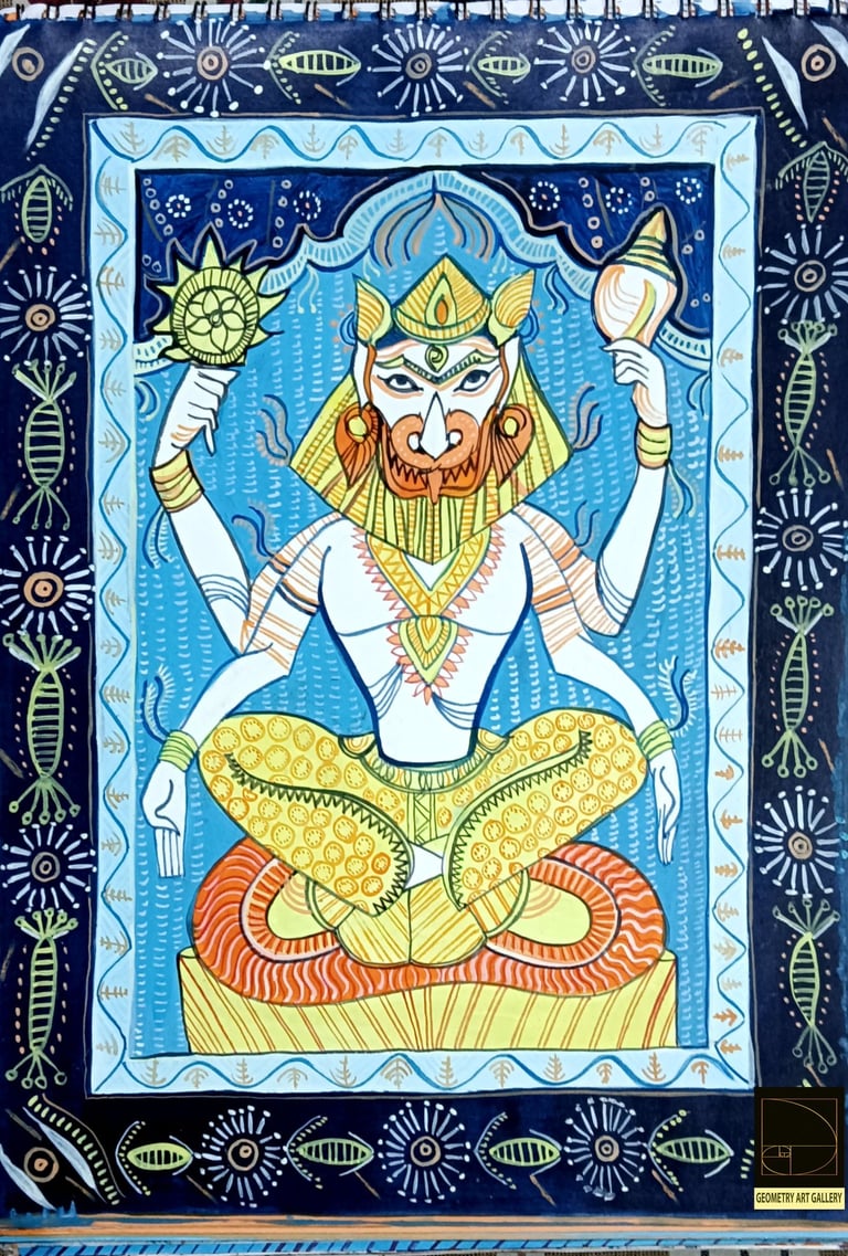 pattacjtra art of hindu god narsimha with colorful background