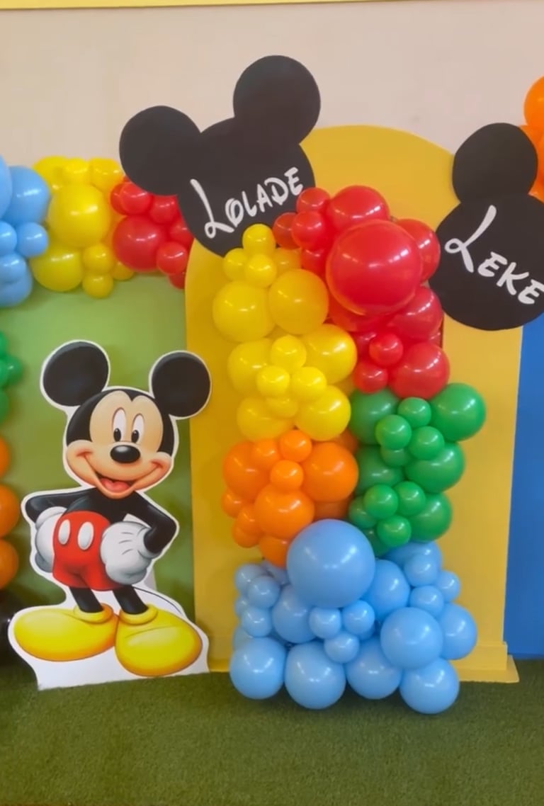 Mickey Mouse themed birthday balloon display for children’s party in Liverpool