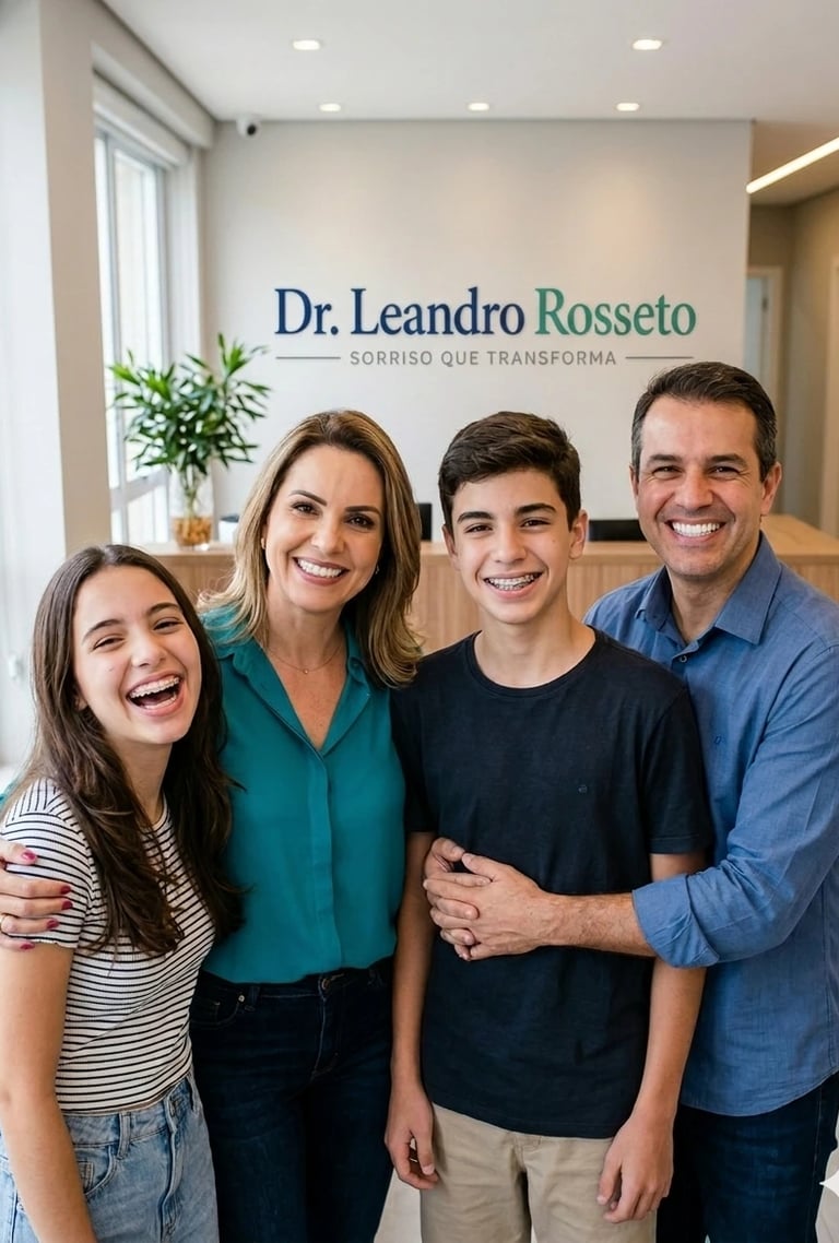Família de aparelho no consultório do Dr. Leandro Roseto perto do metrô Belém.