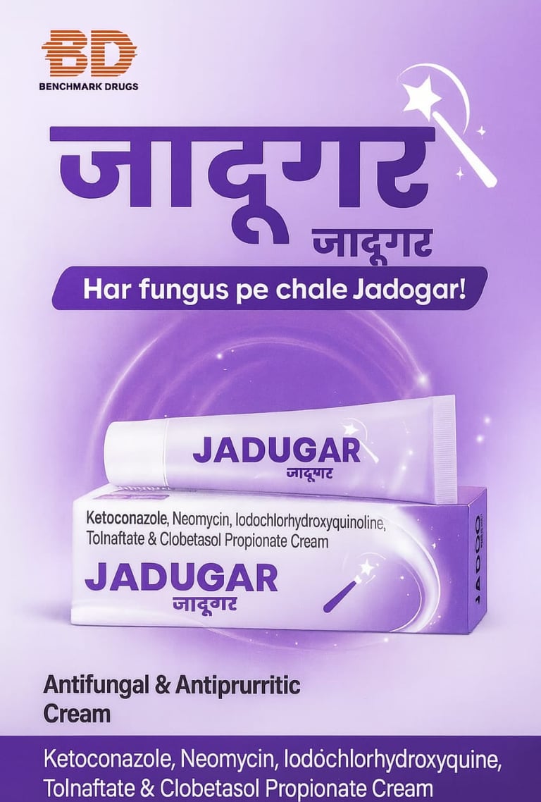 alt="JADUGAR Antifungal Cream for fungal infection and itch relief by Benchmark Drugs"