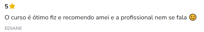 O curso é ótimo fiz e recomendo amei e a profissional nem se fala