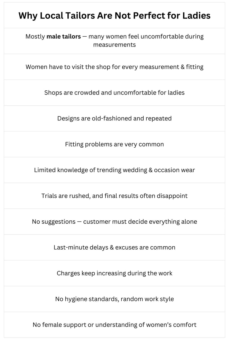 Why Local Tailors Are Not Perfect for Ladies