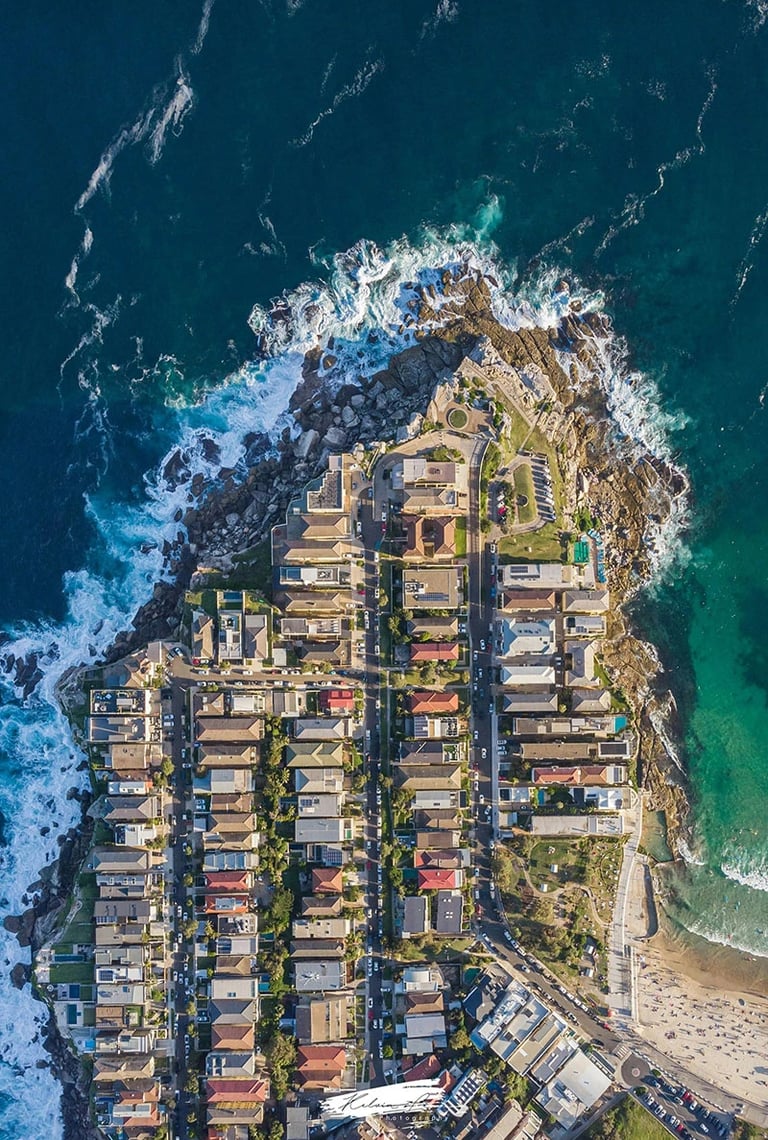 Aerial view of the randwick council housing suburb at Coogee, Maroubra, Clovelly