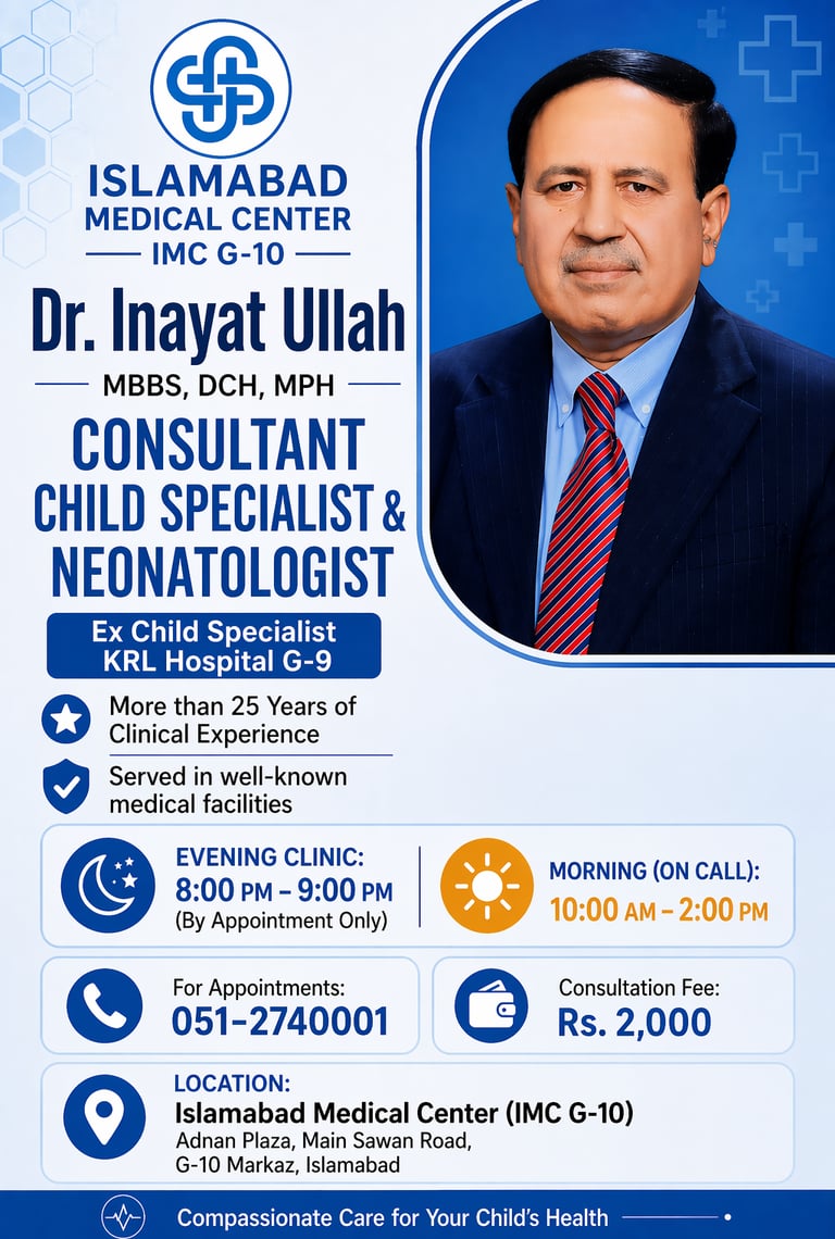 Dr. Inayat Ullah child specialist and neonatologist in Islamabad IMC G-10 Markaz